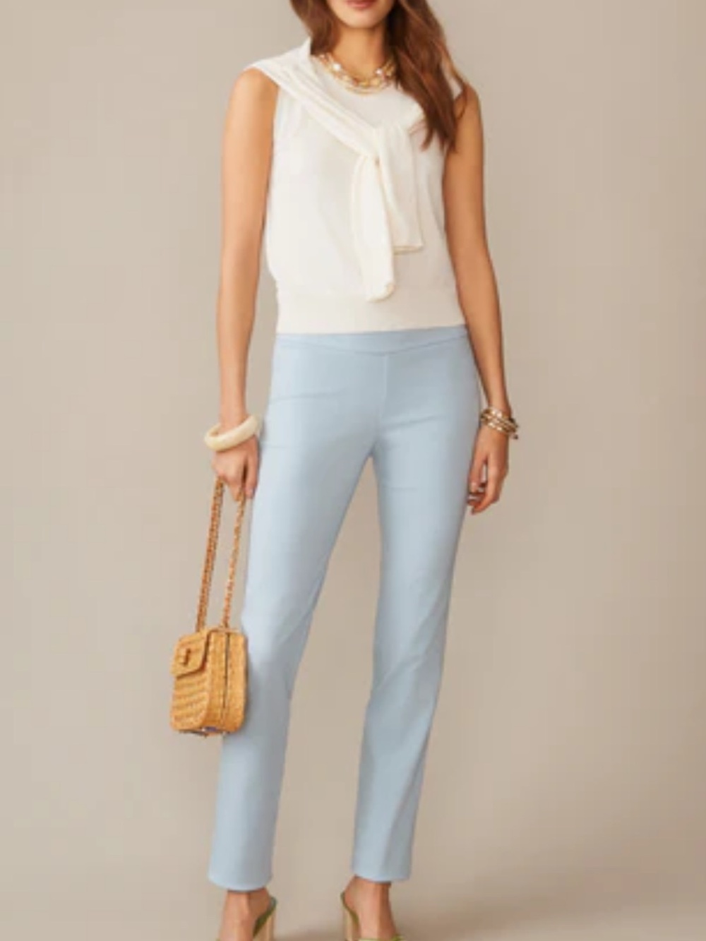 J. McLaughlin Masie Sky Blue Cropped Split Hem Dress Pants